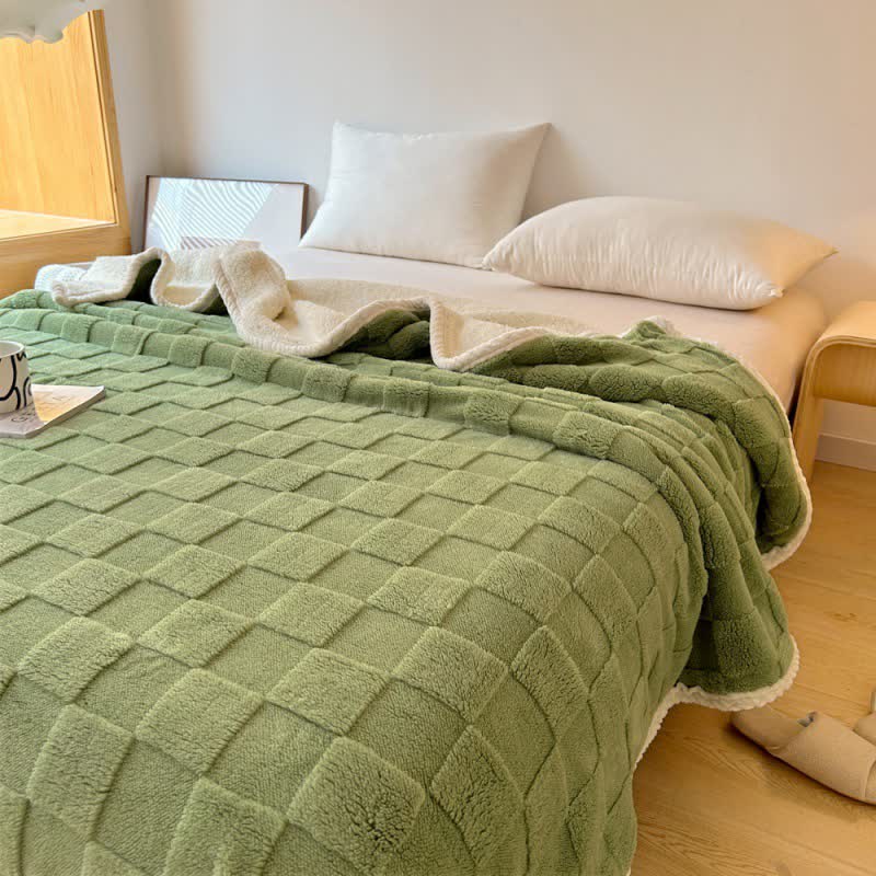 Weiche Sherpa-Decke mit Schachbrettstruktur