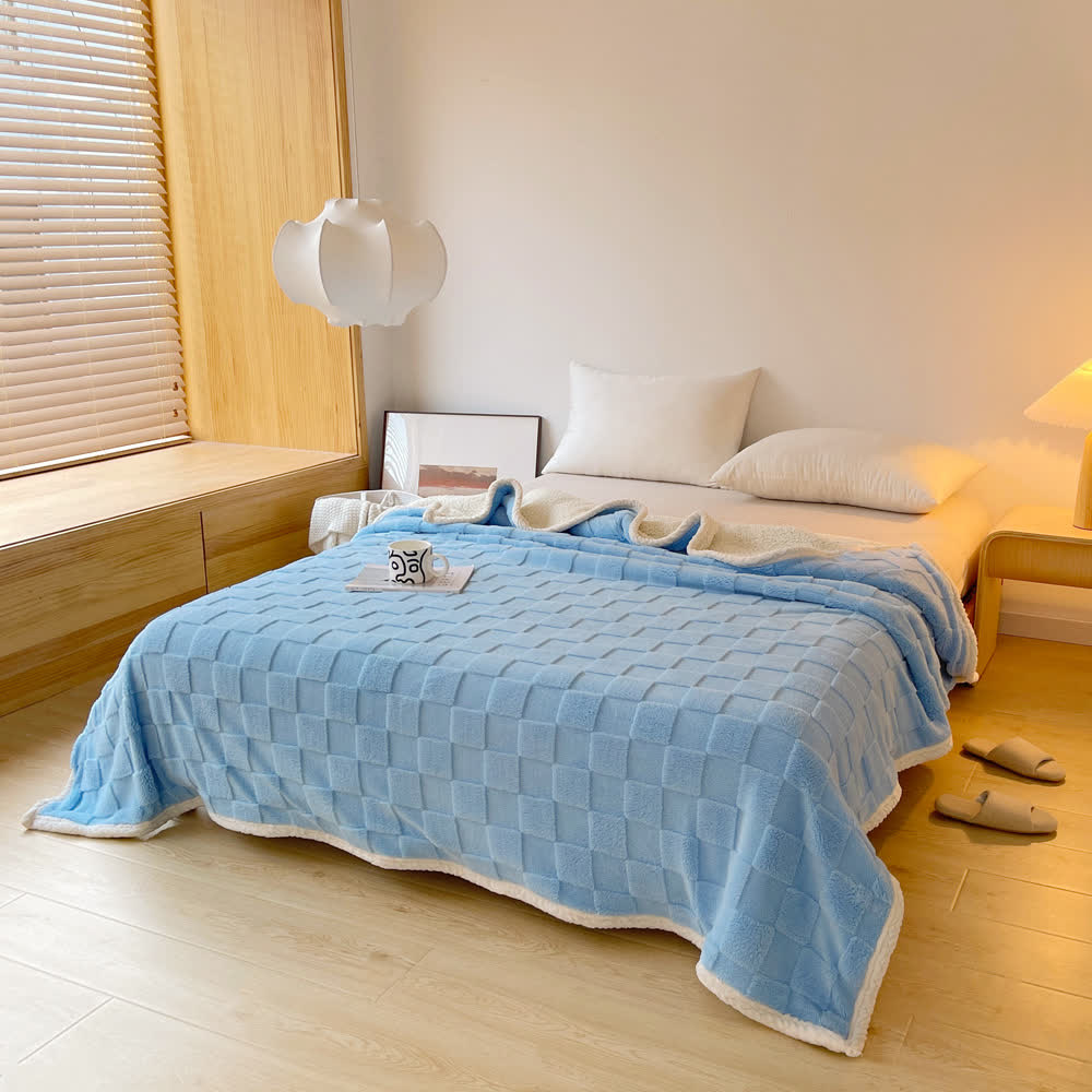 Weiche Sherpa-Decke mit Schachbrettstruktur