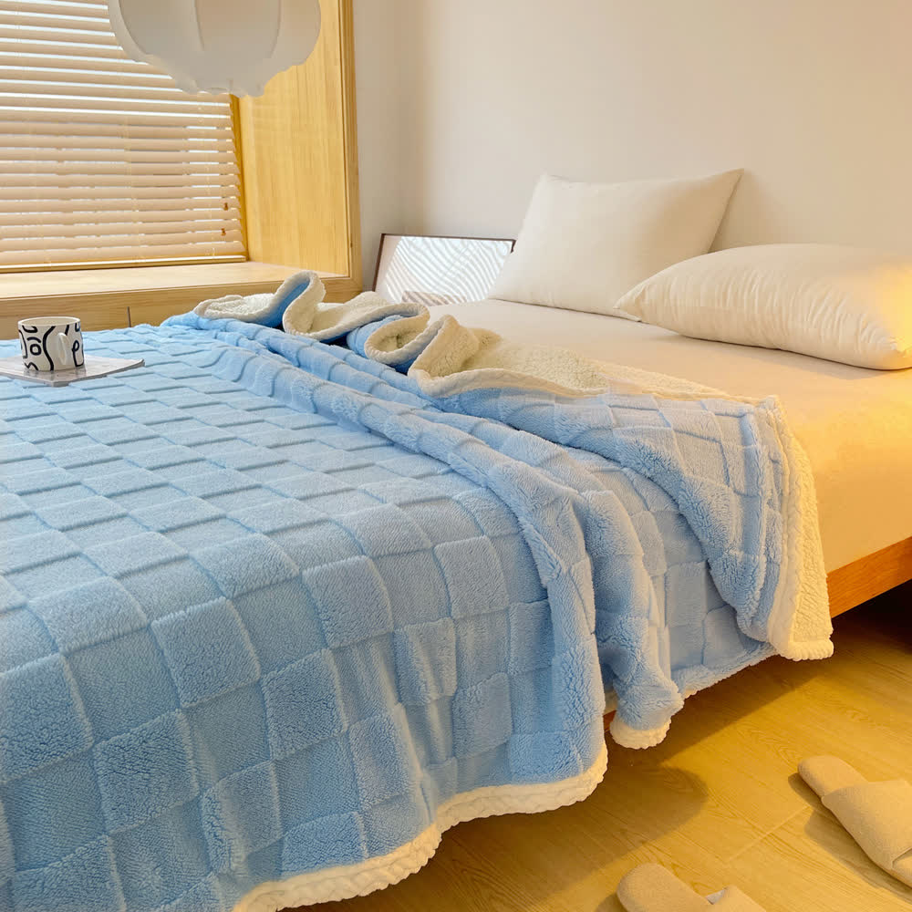 Weiche Sherpa-Decke mit Schachbrettstruktur