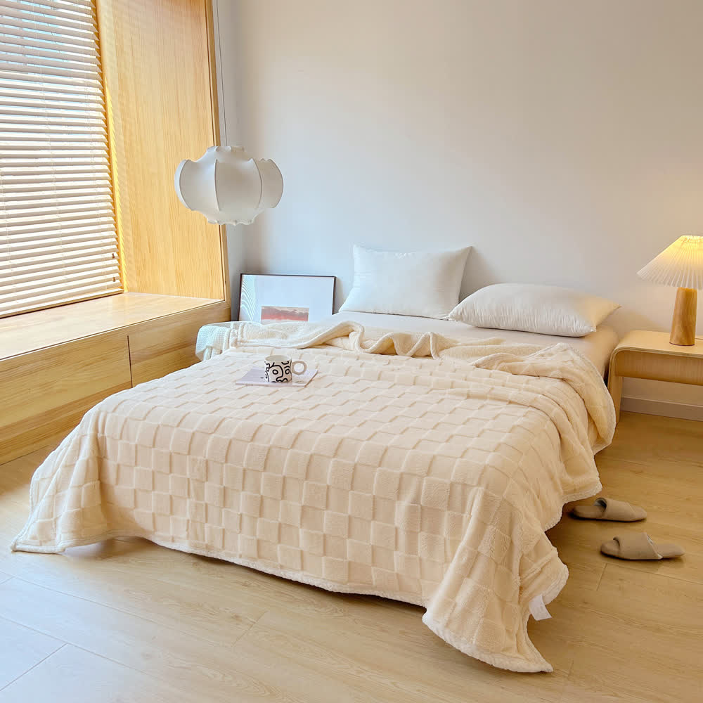 Weiche Sherpa-Decke mit Schachbrettstruktur