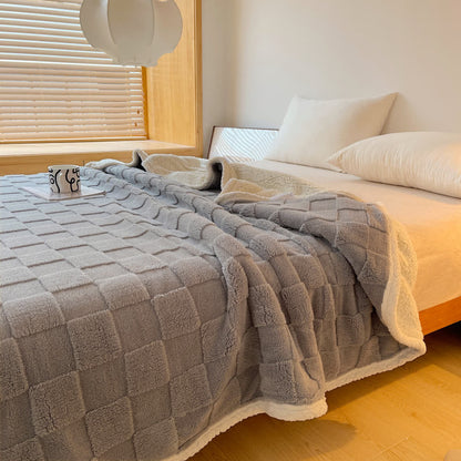 Weiche Sherpa-Decke mit Schachbrettstruktur