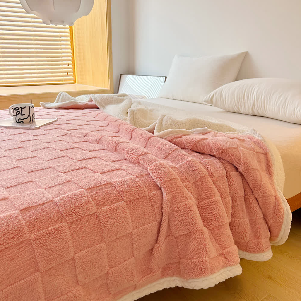 Weiche Sherpa-Decke mit Schachbrettstruktur