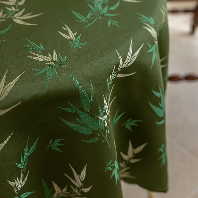 Rustikale, elegante Tischdecke mit Bambusquaste