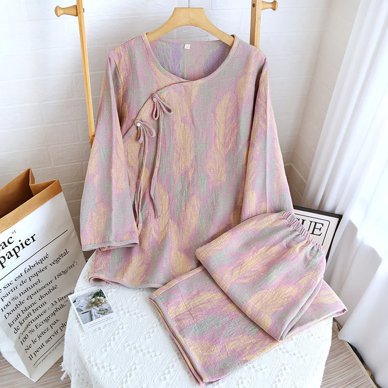 Pyjama-Set aus reinem Baumwolljacquard mit Federn