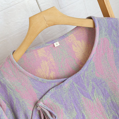 Pyjama-Set aus reinem Baumwolljacquard mit Federn