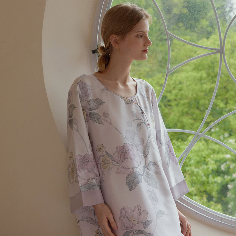 Elegantes Nachthemd aus Lyocellfaser mit Blumenmuster