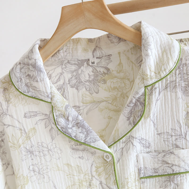 Pyjama-Set aus Baumwollgaze mit Blumenmuster