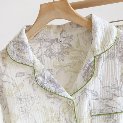 Pyjama-Set aus Baumwollgaze mit Blumenmuster