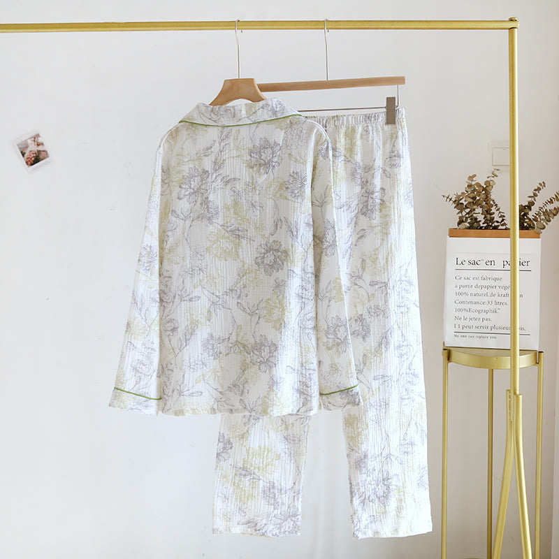 Pyjama-Set aus Baumwollgaze mit Blumenmuster