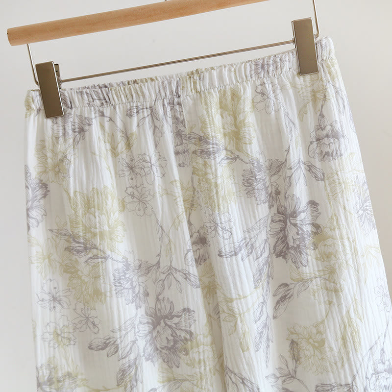 Pyjama-Set aus Baumwollgaze mit Blumenmuster