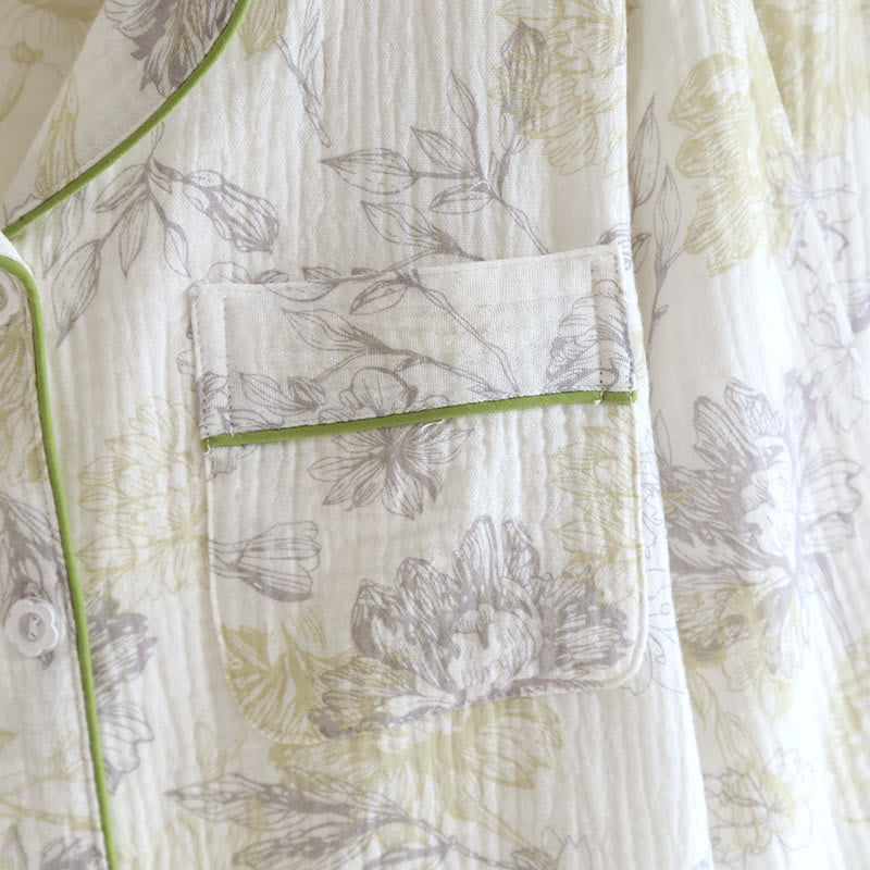 Pyjama-Set aus Baumwollgaze mit Blumenmuster