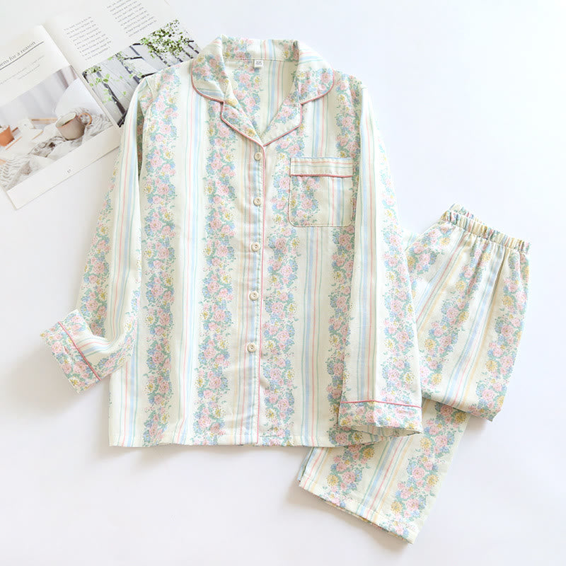 Pyjama-Set aus Baumwollgaze mit Blumenmuster