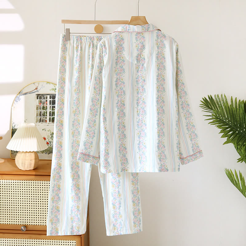 Pyjama-Set aus Baumwollgaze mit Blumenmuster