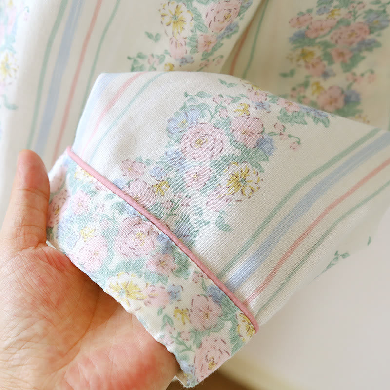Pyjama-Set aus Baumwollgaze mit Blumenmuster