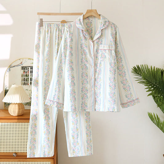 Pyjama-Set aus Baumwollgaze mit Blumenmuster