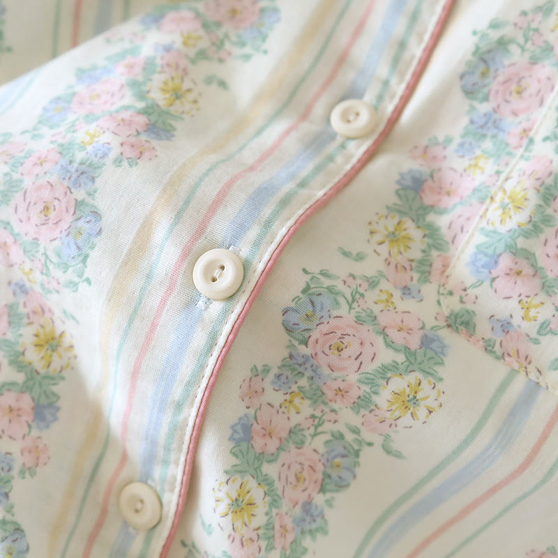 Pyjama-Set aus Baumwollgaze mit Blumenmuster