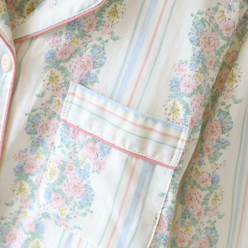 Pyjama-Set aus Baumwollgaze mit Blumenmuster