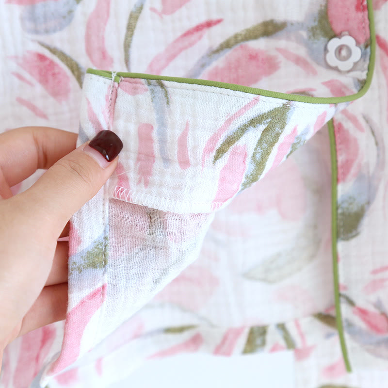 Pyjama-Set aus Baumwollgaze mit Blumenmuster und Tulpenmotiv