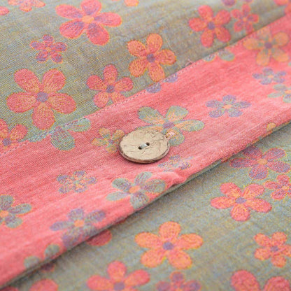 Bettwäscheset aus Baumwollgaze mit Blumenknöpfen (4-teilig)