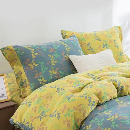 Refresh Leaf Baumwoll-Bettwäscheset mit Knöpfen (4-teilig) - 200cm x 230cm+245cm x 250cm+48cm x 74cm x 2 - image 0
