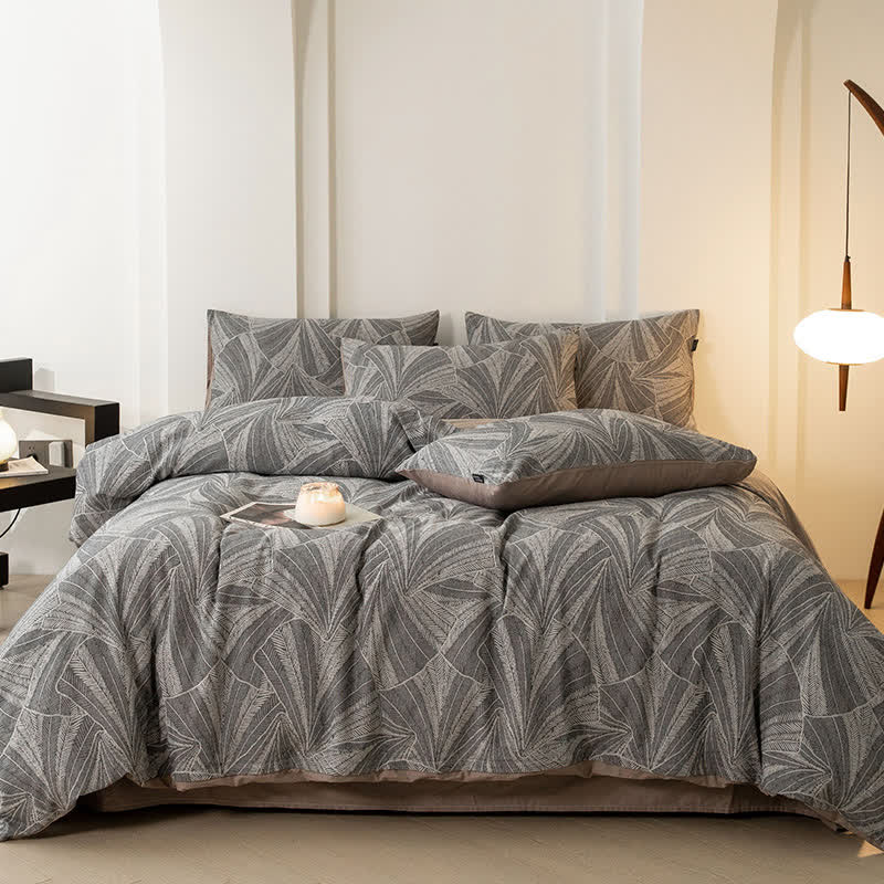 Vintage Jacquard-Bettwäscheset aus Baumwollgaze (4-teilig)
