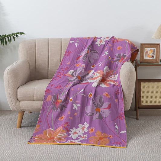 Weiches Handtuch aus Baumwollgaze mit Vintage-Blumenmuster