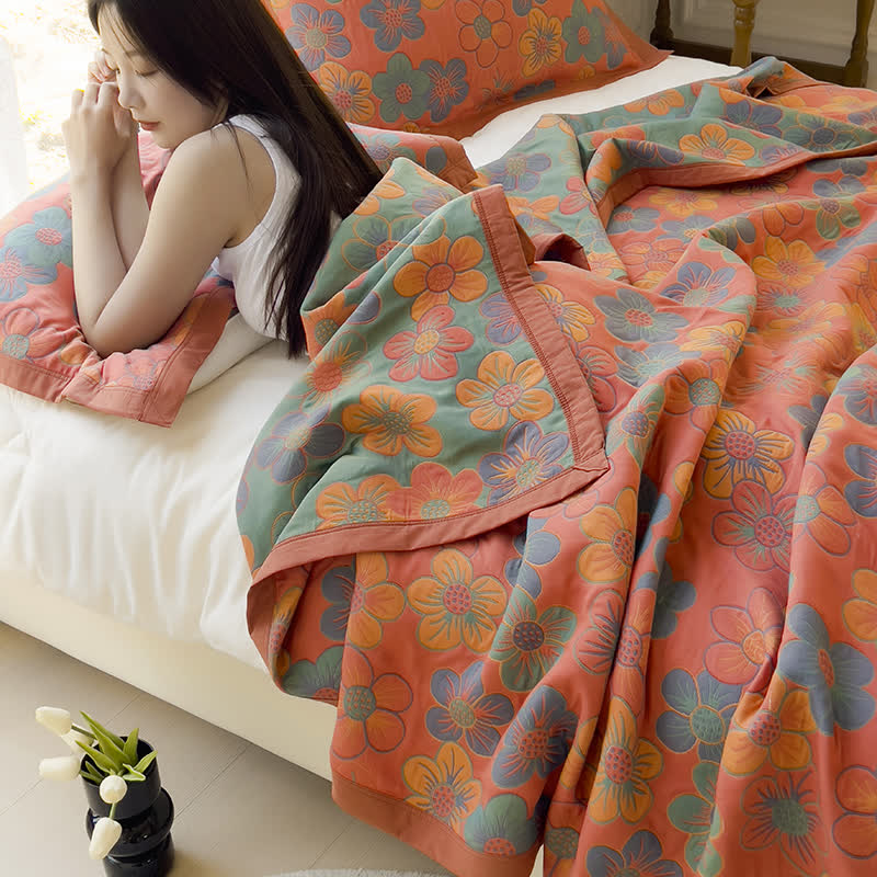 Wendesteppdecke „Splendid Flower“ aus Jacquard-Baumwolle