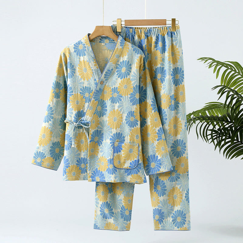 Loungewear-Set aus garngefärbtem Jacquard aus reiner Baumwolle