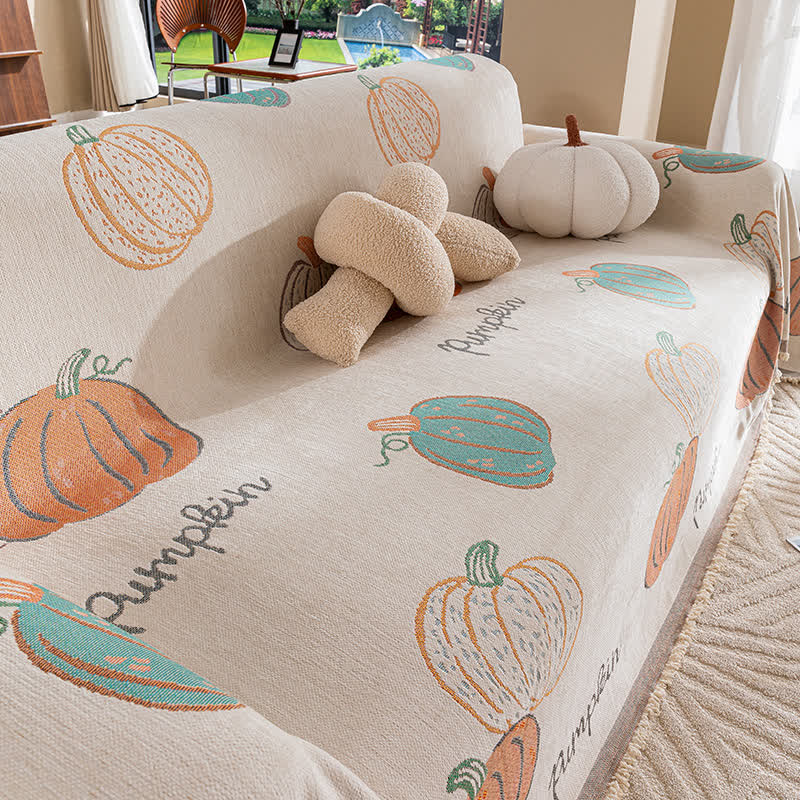 Chenille-Sofabezug mit Halloween-Kürbis