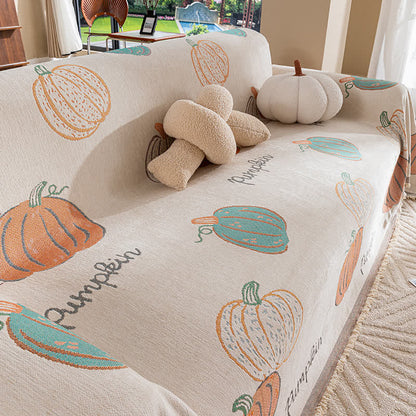 Chenille-Sofabezug mit Halloween-Kürbis
