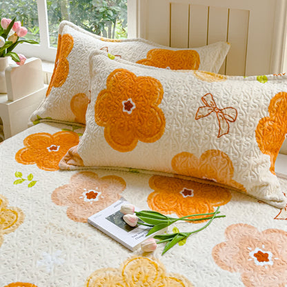 Bettwäscheset aus Samt mit leuchtenden Blumen (4-teilig)