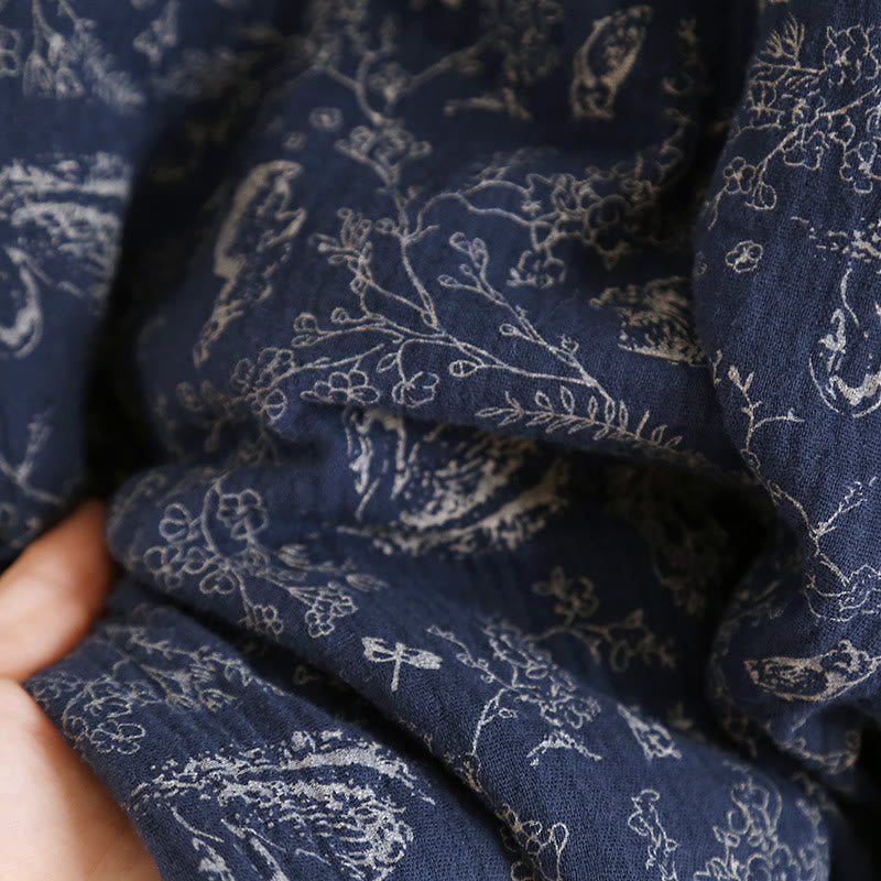 Ländliches Pyjama-Set aus Baumwolle mit Schwanenblumen