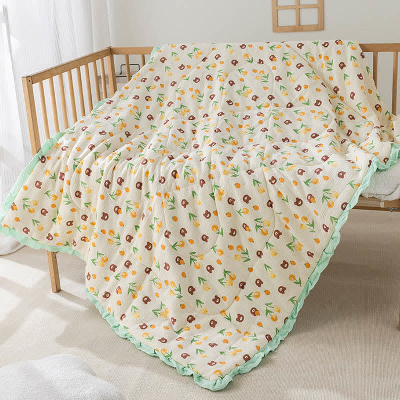 Schöne Babydecke mit Tulpenbär-Motiv