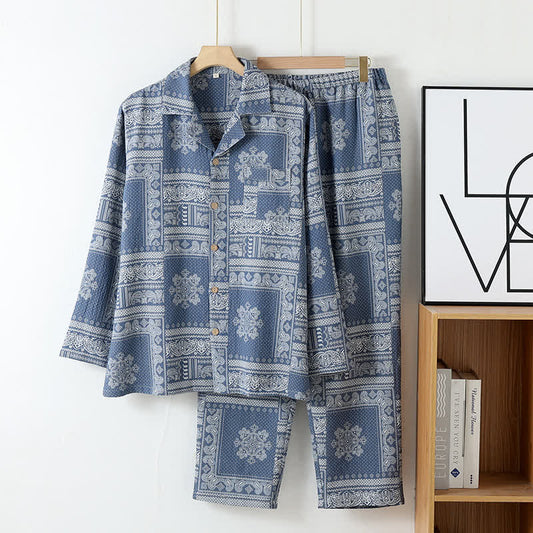 Vintage-Pyjama-Set aus garngefärbter Baumwollgaze