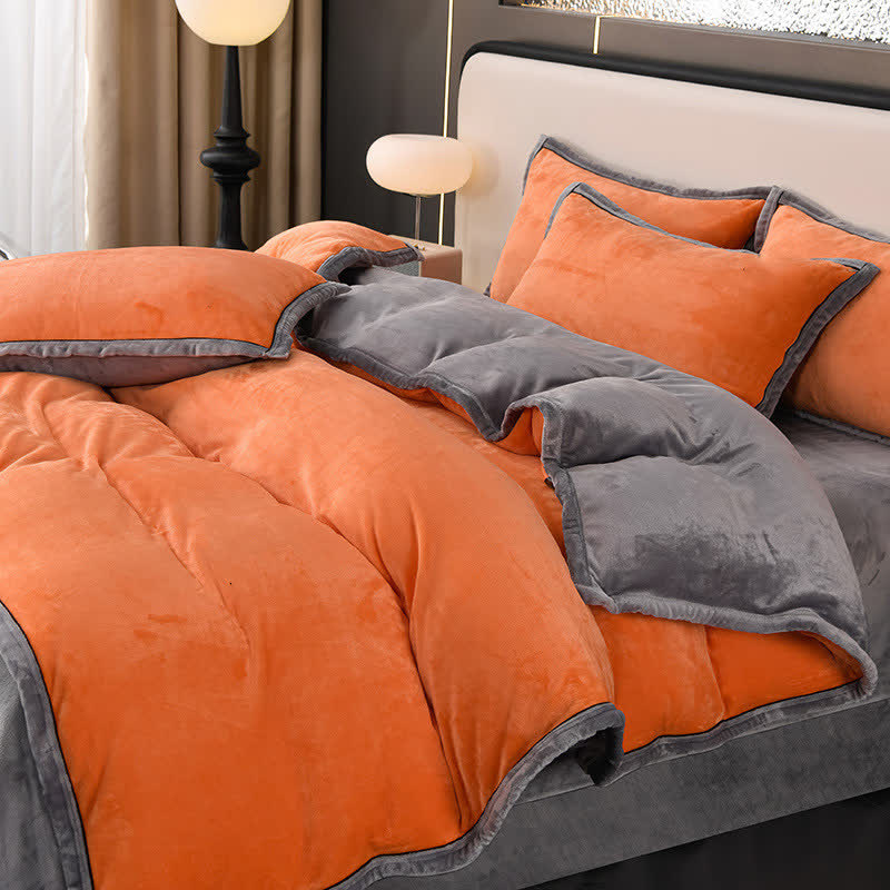 Winter-Fleece-Bettwäscheset in Volltonfarbe (4-teilig)
