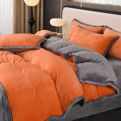 Winter-Fleece-Bettwäscheset in Volltonfarbe (4-teilig)