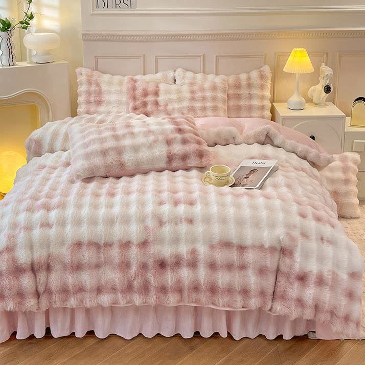 Flauschiges Fleece-Bettbezug-Bettwäscheset (4-teilig)