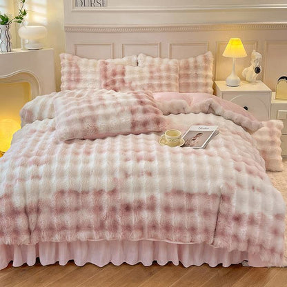 Flauschiges Fleece-Bettbezug-Bettwäscheset (4-teilig)