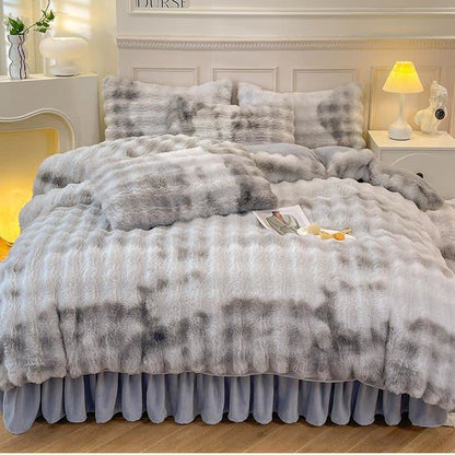 Flauschiges Fleece-Bettbezug-Bettwäscheset (4-teilig)