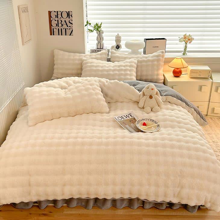 Flauschiges Fleece-Bettbezug-Bettwäscheset (4-teilig)