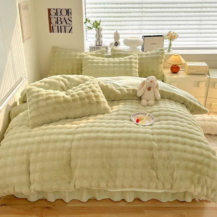 Flauschiges Fleece-Bettbezug-Bettwäscheset (4-teilig)