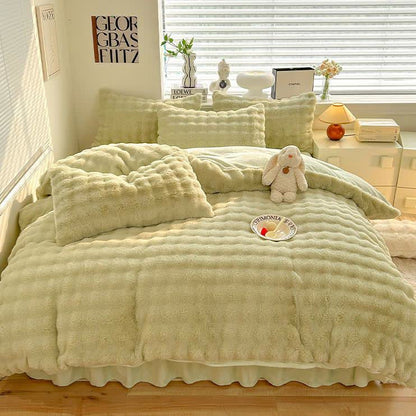 Flauschiges Fleece-Bettbezug-Bettwäscheset (4-teilig)