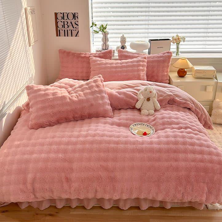 Flauschiges Fleece-Bettbezug-Bettwäscheset (4-teilig)