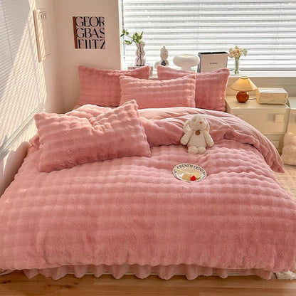 Flauschiges Fleece-Bettbezug-Bettwäscheset (4-teilig)
