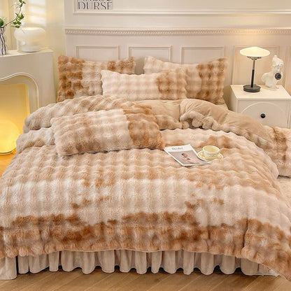 Flauschiges Fleece-Bettbezug-Bettwäscheset (4-teilig)