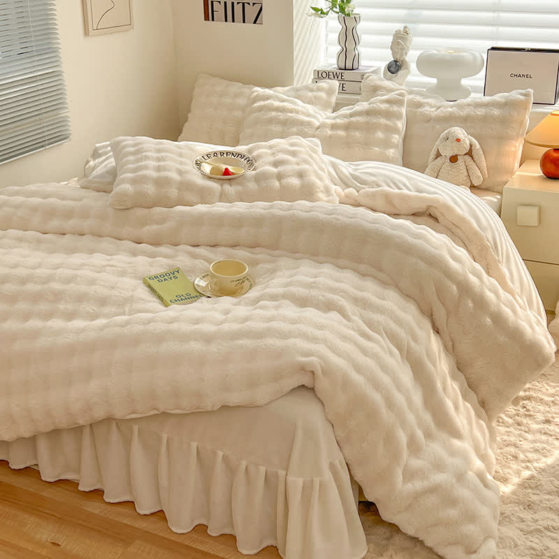 Flauschiges Fleece-Bettbezug-Bettwäscheset (4-teilig)