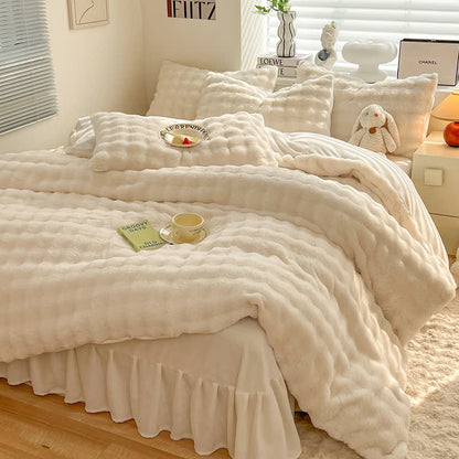 Flauschiges Fleece-Bettbezug-Bettwäscheset (4-teilig)