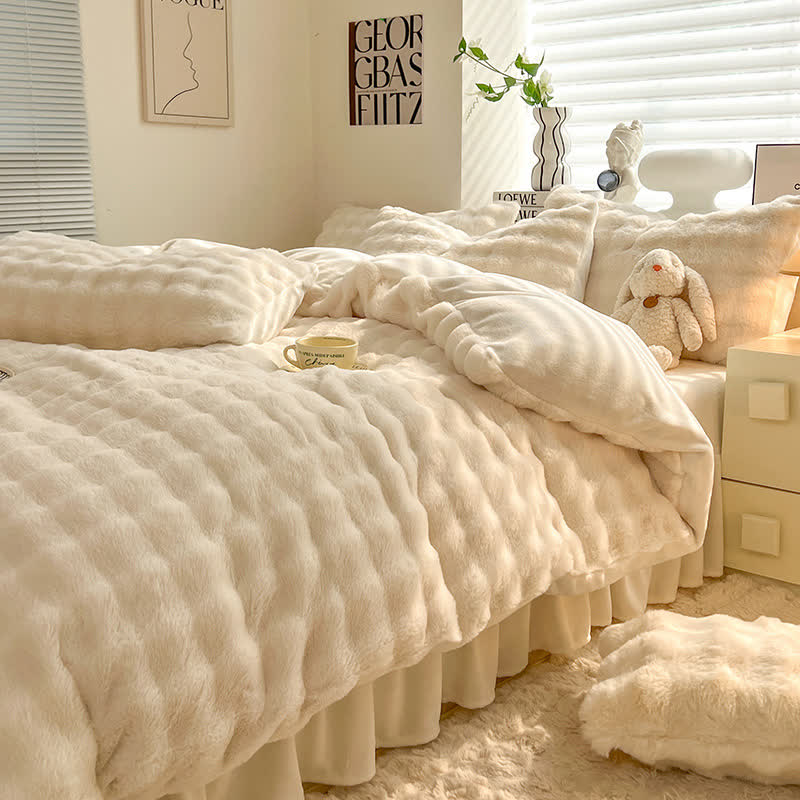 Flauschiges Fleece-Bettbezug-Bettwäscheset (4-teilig)