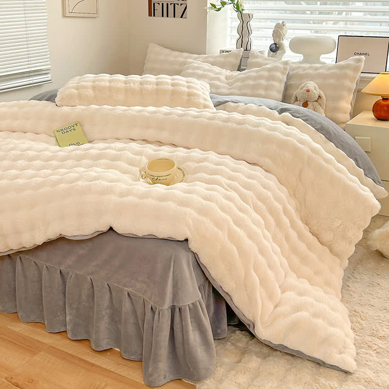 Flauschiges Fleece-Bettbezug-Bettwäscheset (4-teilig)