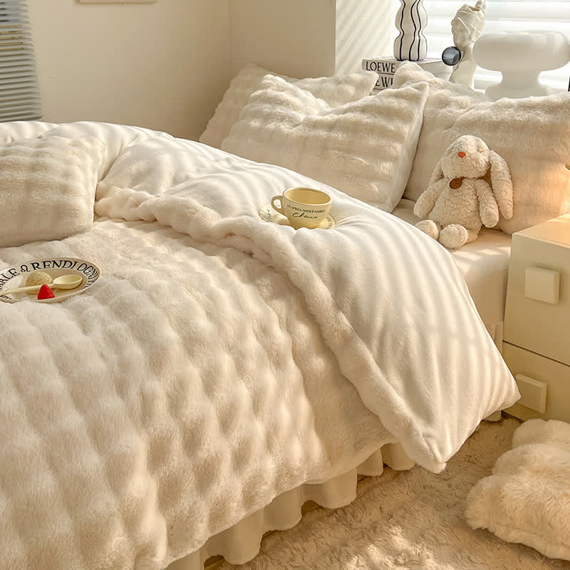 Flauschiges Fleece-Bettbezug-Bettwäscheset (4-teilig)